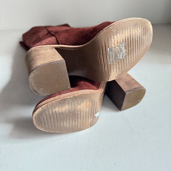 UGG Tall Suede Block Heel Winter Boots 6 - Picture 9 of 9